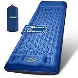 JATEKA Colchoneta Autoinflable Camping Individual Extra Ancha con Correas de Sujeción, Azul y Gris, Colchón Portátil para Exterior