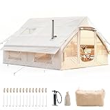 Tienda de campaña Inflable con Apertura de Chimenea y tragaluz, Tienda de campaña para 2-8 Personas con Bomba de Aire, Tienda Inflable de Tela Oxford Impermeable para 4 Estaciones, Montaje rápido