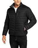33,000ft Chaqueta acolchada para hombre Chaqueta ligera de transición Chaqueta de invierno para hombre Forrada con bolsillos Plegable para Chaqueta puffer ligera Negro L