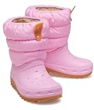 Crocs Classic Neo Puff Bota, Tweed Rosa/Goma, Niños, EU 37-38 | Bota forrada y cálida; construcción Croslite repelente al agua; ajuste seguro; comodidad acolchada; estilo Crocs