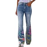 Pantalones acampanados para mujer con flores, elegantes jeans elásticos con corte de bota, pantalones acampanados a la moda, retro, ajustados, casuales, cintura alta, pantalones anchos de moda,