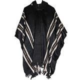 Gamboa Alpaca Poncho Hombre con Capucha Estilo Mexicano Lana Otoño Invierno