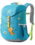 SKYSPER Mochila infantil 12L para niños y niñas 5-8 años | Dinosaurio | Senderismo, viaje, al aire libre (cian)