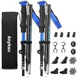 Anykuu Bastones de Senderismo Bastones Trekking Plegables de Aluminio 7075 Antichoque 2pcs Ajustar la Longitud 110-130CM con Ligeros y Plegables para Alpinismo, Trekking para Hombres y Mujere