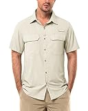 33,000ft Camisa de manga corta UPF50+ UV para hombre, de secado rápido | Camisa de manga corta ligera e impermeable, transpirable, para verano, con bolsillos en el pecho, para golf, safari, trekking