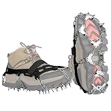 BLUEVER Crampones, 32 Dientes Tacos de Hielo Tracción Antideslizante Empuñaduras de Nieve para Botas Zapatos para Caminar, Senderismo, Escalada, Pesca y Montañismo