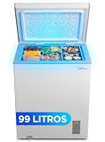 MIDEA Arcon Congelador Pequeño de 99L | Congelador Horizontal Convertible a Frigorífico con Motor Inverter, Control Electrónico de Temperatura, Cestas con Asa | Arcón Silencioso 38 db Bajo Consumo