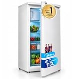 Midea Nevera pequeña 113L con Congelador - Mini frigorífico pequeño para la Habitación/Caravana/Camping - Mini Bar Bajo Consumo - Frigorifico Bajo Encimera Silencioso 39dB + Congelador -16º/-24º