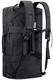 MIER Mochila de lona de 40 L, resistente, convertible, resistente al agua, deportiva, con correas para el hombro, para viajes, noche, camping, color negro