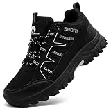 ASOCO DREAM Zapatillas de Senderismo para Hombre Zapatillas de Trekking Transpirable Antideslizante Zapatos de Montaña,Negro,43 EU