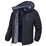 Zzkouine Chaqueta De Esquí De Montaña Para Hombre Abrigo De Invierno Impermeable Con Capucha Cazadora De Snowboard Cálida Chaqueta Al Aire Libre Antiviento Hombres-Negro-XXL