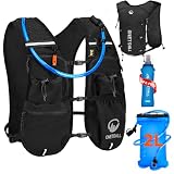 ONETOALL Chaleco Running Hombre Mujer, Running Vest, Ligero Chaleco para Correr, Mochila Hidratacion Trail Bolsilloso con Bolsa Agua 2L y Botella 500ml, Silbato y Reflectante para Ciclismo Senderismo