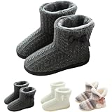 GURGER Botas de Estar por Casa Mujer Zapatillas Casa Altas Invierno Botas Pantuflas de Casa Calentitas Botines Gris 37 38