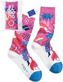 Limono Rain Clouds Magenta - Calcetines Ilustrados Unisex, Fucsia, Talla S (EU 36-40)