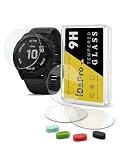 iDaPro Protector de pantalla para Garmin Fenix 6X/6X Pro/6X Pro Solar | Lote de 4 + 4 Tapones + Caja ABS. Dureza 9H, Antiarañazos, Antiburbujas, HD, Antihuellas, 0.3mm Ultrafino. No para 6/6S.