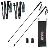 OKHEALING - Bastones de senderismo ultraligeros, plegables, juego de 2, fibra de carbono ultraligera, bastones de sendero con mango que absorbe la humedad, con bolsa de almacenamiento (110 cm)