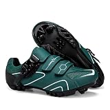 Mateju Zapatillas Ciclismo MTB Hombre Mujer, 36-47 EU Zapatillas Bicicleta de Montaña Hombre con Calas Respirables Antideslizantes para Deportes al Aire Libre (568 Verde Oscuro,44)