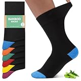 FALARY Calcetines Bambú Hombre Tallas Grandes - Calcetines Cómodos en Viscosa de Bambú con Puño Suave que No Aprieta - Multicolor - 47-50 - Pack de 6