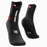 COMPRESSPORT PRS V3.0 Trail Calcetines de Trail Running, Negro, T2 | Pro Racing Socks, amortiguación, estabilidad del pie, protección y transpirabilidad, todo terreno
