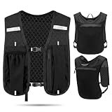 Chaleco de Hidratación para Running, Mochila Trail Ultraligera con Bolsillo para Móvil y Correas Reflectantes, Unisex para Hombre y Mujer, Deportes al Aire Libre (Negro)