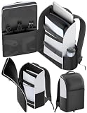 Mochila para Consola PS5/ Slim/ Pro, Bolsa PS5 de Viaje con Protección Total, Funda ps5 Almacenamiento de Gran Capacidad, PS Portal, Portátil, Tarjeta de Juego, Maletin PS 5 con Bolsa 3 Cable- Blanco