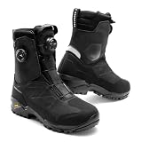 REBELHORN Defender X Botas de Moto Hombre y Mujer | Cuero | Protectores de Tobillo | ATOP Cordones rápidos | Membrana Sympatex | Suela Vibram