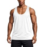 Camiseta Deportiva sin Mangas para Hombre, Transpirable y Secado rápido, Corte Ajustado con Espalda Deportiva, Ideal para Gimnasio, Fitness, Culturismo y Running Blanco M