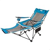 AKTIVE 63001 - Tumbona Plegable Camping, Silla Tumbona con Almohada y Posavasos, Capacidad 1 Persona, soporta 150kg, Tumbona jardín Exterior antivuelco