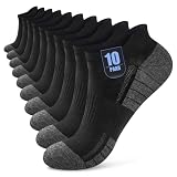 Effeet 10 Pares Calcetines Tobilleros Hombre Mujer, Calcetines Cortos Algodón Transpirables, Ideales para Deporte, Correr, Casa, Trabajo, Verano, Negro 47-50