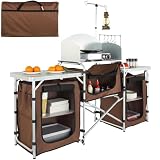 VEVOR Mueble de Cocina para Camping 174x176x46 cm Armario de Camping Plegable Portátil Estructura de Aluminio Altura Ajustable Mesa de cocina para acampar con Bolsa de Transporte para Barbacoa Pícnic