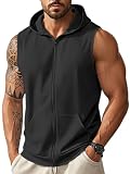 Sudadera de Hombre con Capucha sin Mangas Chaleco Deportivo Negro L | Camiseta sin Mangas de Gimnasia con Bolsillos Transpirable Tank Top Chalecos Streetwear Vest