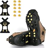 Crampones Antideslizantes para Zapatos de Montaña con 10 Dientes, Garras de Hielo para Senderismo, Nieve y Hielo, Tacos Antideslizantes Universales para Trekking y Actividades al Aire Libre (L)