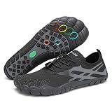 SAGUARO Escarpines Hombre Agua Mujer Secado Rápido Barefoot Zapatillas de Agua Antideslizante Zapatillas de Playa Transpirable Zapatos para Surf Snorkel Piscina Kayak Natación Negro,Gr.44