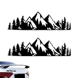 WUYJI Calcomanías para automóviles, 2 pegatinas universales de montaña para coche diseño de árbol de montaña nevado impermeables y antidecoloración (negras)