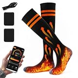 Calcetines Calefactables, Heated Socks con App y 4 Temperatura | Calcetines Calefactados para Acampada, Pesca, Ciclismo, Patinaje y Senderismo, Compañero de Invierno, Hasta 65 °C