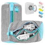 2 en 1 Bolsa Lavadora Zapatillas, Bolsa para Lavar Zapatillas en Lavadora con Doble Cremallera, Limpieza 360°, Reutilizable, Bolsas Lavadora con Cremalleras Ocultas