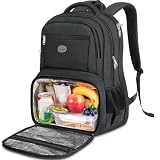 MATEIN Mochila Portatil 17 Pulgadas, Mochila Hombre Trabajo Impermeable | Compartimento Termico para Almuerzo, Mochila Trabajo con Diseño TSA, Mochila Termica para Universidad, Picnic y Viaje, Negro