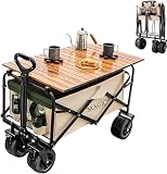 MAGIC SELECT Carro de Playa Plegable Convertible en Mesa | Para Camping, Picnic, etc., Convertible en Mesa para Jardín, Con Bolsa y Mango Ajustable, Con Ruedas con Freno
