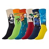 Comius Sharp Calcetines Estampados Hombre, 6 Para Pintura Famosa Medias Algodón Calcetín Colorido Diseño Divertido Hombre Transpirable Cómodo Calcetines Hombre Invierno, Talla única