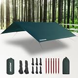 JAICOM Toldo de Refugio Impermeable, 3M X 3M Tarp, PU 3000mm Impermeable | Protección UV, Ultraligero y Portátil. Adecuado para Tiendas de Campaña, Hamacas, Senderismo, Picnics, Camping