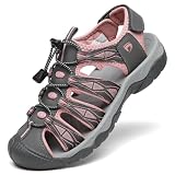 Dannto Sandalias Deportivas Mujer para Exterior Senderismo Antideslizantes Trekking Deportivas Casuales Sandalias de Playa(gris rosa,38)