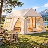 Ytaoeo Tienda de campaña inflable para 8 – 10 personas con apertura de chimenea, tienda de campaña inflable de tela Oxford impermeable para 4 estaciones