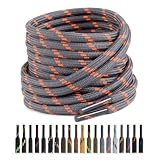 Puzeam 2 Pares 4.5 mm Botas Cordones Redondos Gris Naranja 160 cm | Cordones Resistentes para Botas de Trabajos, Zapatos de Senderismo, Calzado de Seguridad