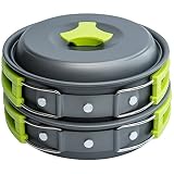 MalloMe Juego de Utensilios de Cocina para Acampar Equipo de Accesorios para Campamento Juego de ollas y sartenes Verde Olla de 1 litro