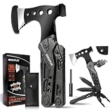 16en1 Herramienta Multiuso Camping Accesorios Regalos para Hombres | Multiherramienta con Hacha Supervivencia Kit Navaja Multiusos Regalo Padre Regalo Cumpleanos