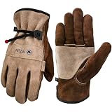 WZQH Guantes de Trabajo de Cuero Para Hombres y Mujeres.Café - Gris M | Para Jardinería, Soldadura, Construcción, Motosierras, Granjas, Pastos, etc.Piel de Vaca.Forro suave.