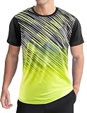 APTRO Camiseta Deportiva para Hombre con Diseño Degradado, Manga Corta, Tejido Elástico y Transpirable para Deportes Patrón Inclinado Verde M